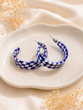 Azure Check Stud Earrings