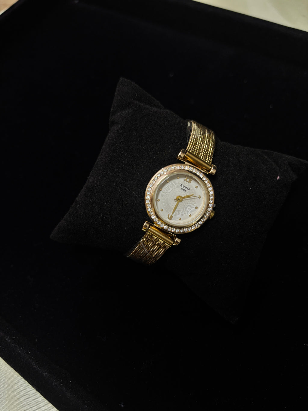 Women's Gold Crystal Mesh Strap Watch