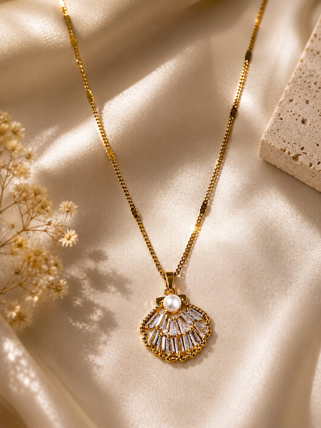 Golden Pearl Shell Necklace