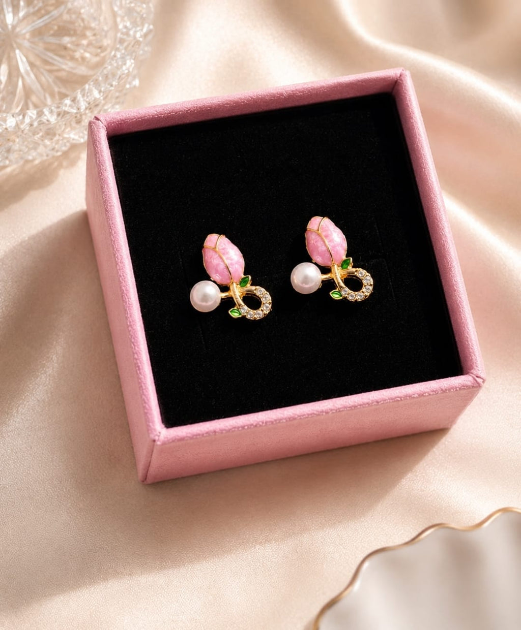 Blush Tulip Pearl Studs