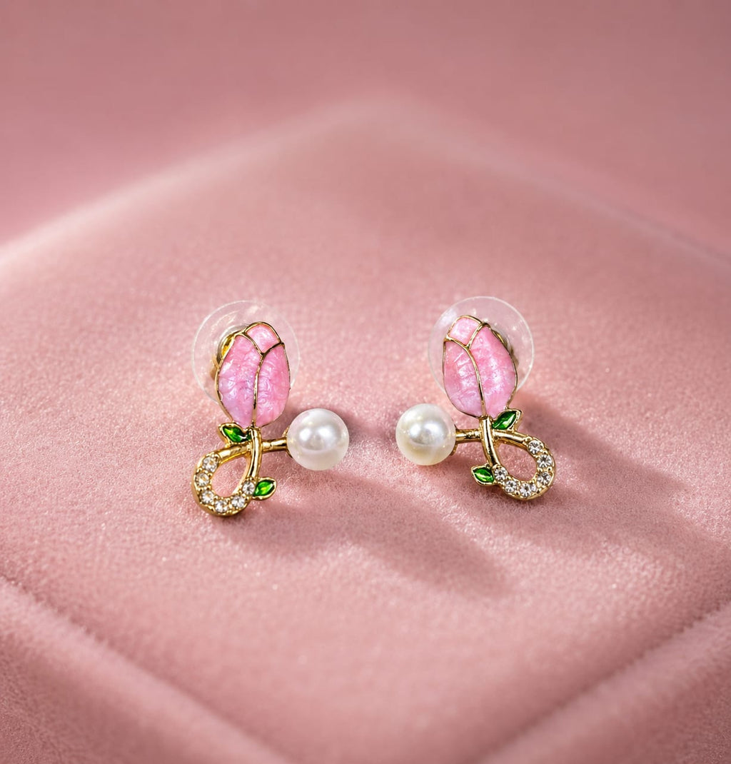 Blush Tulip Pearl Studs