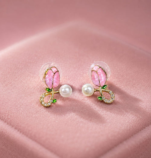 Blush Tulip Pearl Studs